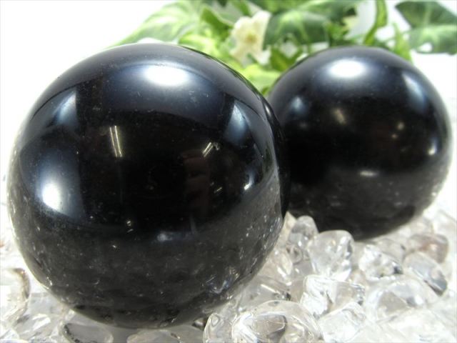 ブラックトルマリン 丸玉 置物 1個売り 直径約45mm-47mm 電気石 マット
