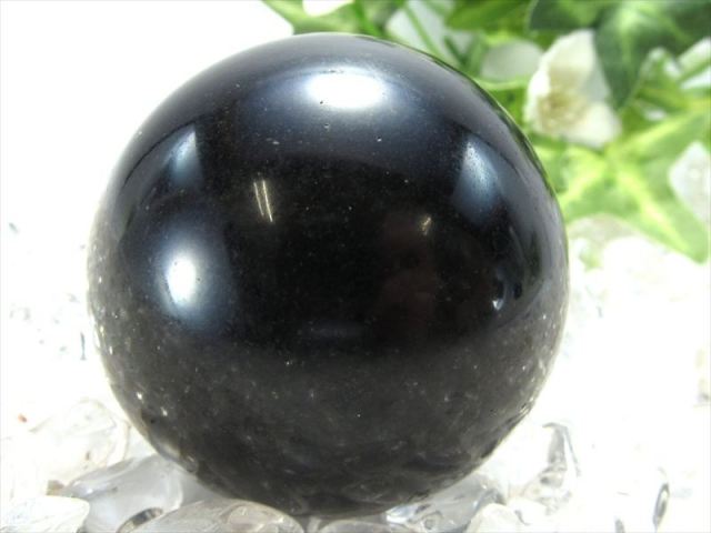 ブラックトルマリン 丸玉 置物 1個売り 直径約45mm-47mm 電気石 マット
