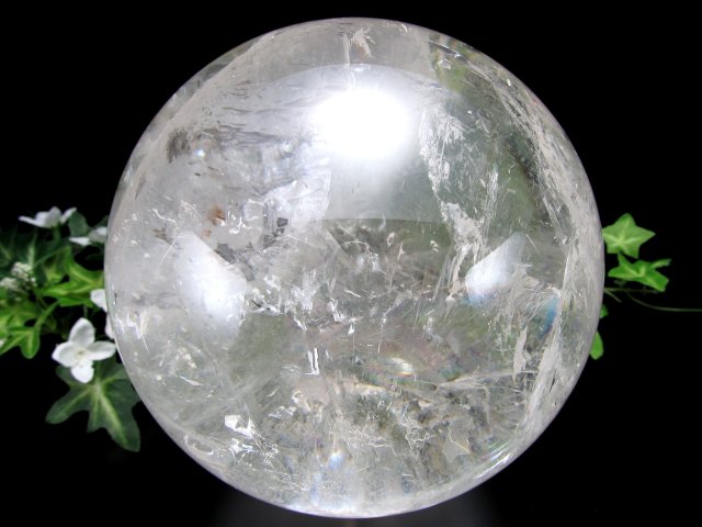 全てを超える特大レインボー 巨大水晶丸玉 天然虹入り水晶 クリスタル