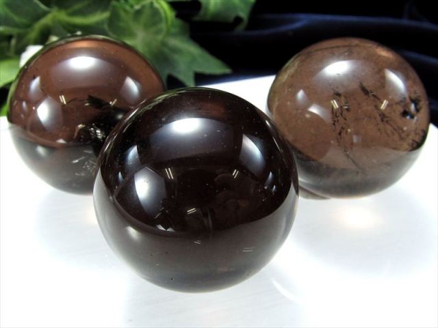 濃いめ 4A スモーキークォーツ 丸玉 直径42mm-44mm レインボー 虹入りも 茶水晶 ブラジル産