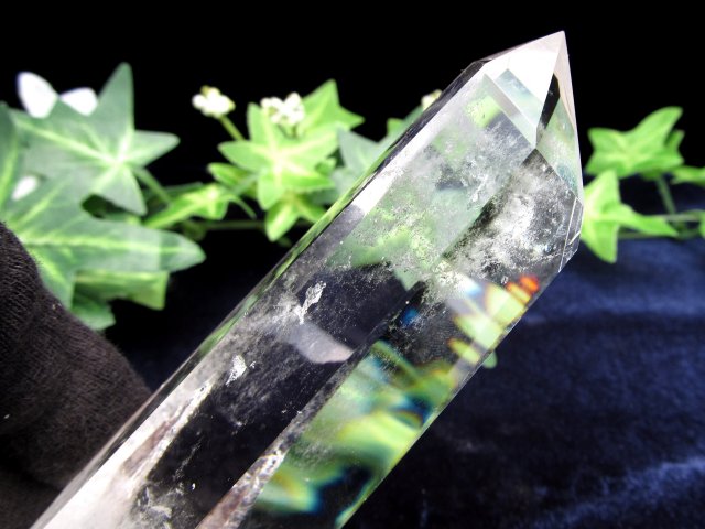 透明水晶 ポイント 専用木製台座付 高さ147mm 重さ160g 極上超透明 浄化 インテリア 一点もの ブラジル産