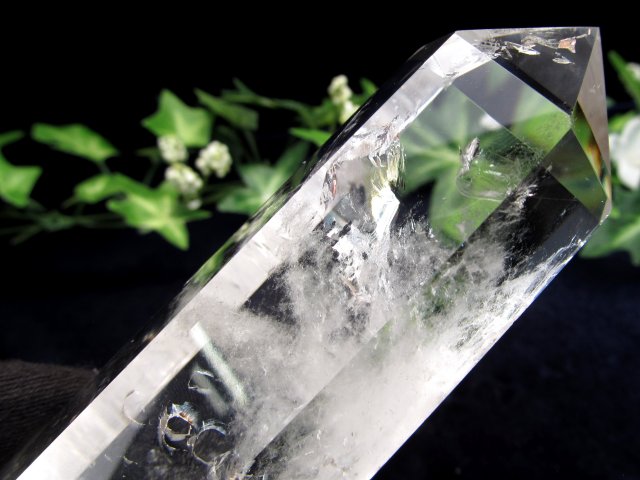 透明水晶 ポイント 専用木製台座付 高さ177mm 重さ286g 極上超透明 浄化 インテリア 一点もの ブラジル産