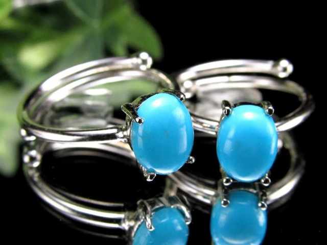 スリーピングビューティーターコイズ リング 石サイズ縦約6.5mm-7mm