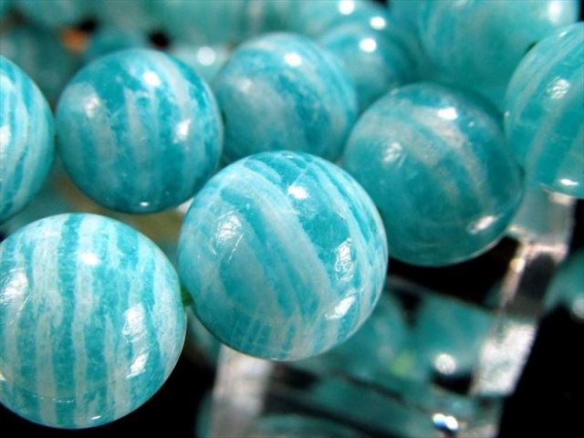 明るめカラー ゼブラアマゾナイト ブレスレット 9mm-9.5mm×21珠前後 希少ゼブラ柄 発色の良いマーブル 希望の象徴・幸運を呼ぶ石 動画あり ロシア産