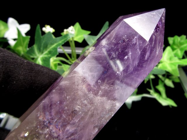 アメジストファントムクォーツ 紫幻影水晶 六角柱 ポイント 高さ 102mm 重さ 199g 紫水晶 愛の守護石 一点もの ブラジル産