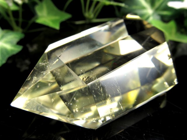 ファントム・虹入り 5A シトリン ダブルポイント 双剣 重さ 77.1g 超透明 黄水晶 ブラジル産