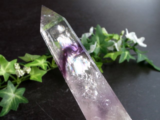 産地直送 大人気浄化アイテム アメジストファントムクォーツ 紫幻影水晶 オベリスク 置物 高さ約128mm 重さ約171g 2月の誕生石