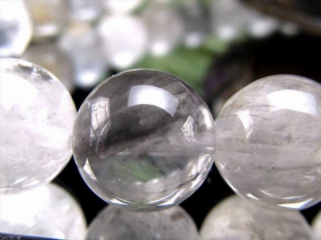 10mm-10.5mm珠 クラウディクォーツ 灰色水晶 一連 約38-40cm グレー