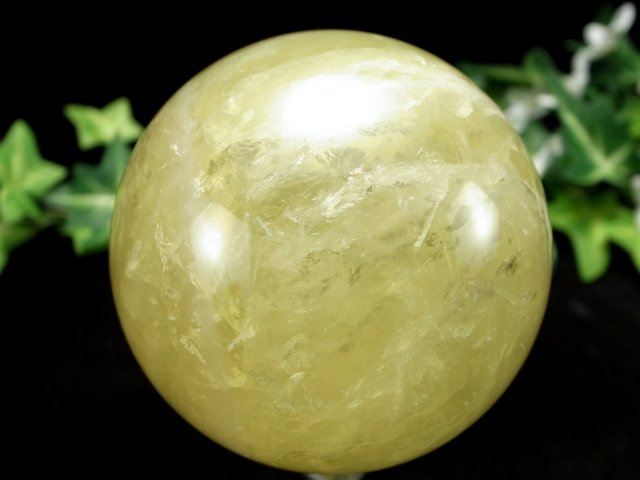 虹入り ミルキー シトリン 丸玉 台座付 直径73mm 金運 財運 幸運