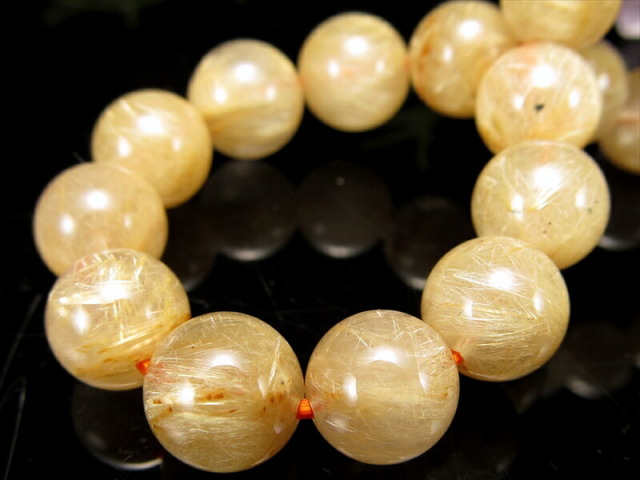 ヴィーナスヘアたっぷり 3A+ ゴールドルチルクォーツ ブレスレット 8.5mm-9mm×22珠 繊細針 ルチル際立つ透明感 金運の代表石 一点もの ブラジル産