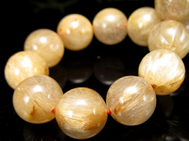 ヴィーナスヘアたっぷり 3A+ ゴールドルチルクォーツ ブレスレット 8.5mm-9mm×22珠 繊細針 ルチル際立つ透明感 金運の代表石 一点もの ブラジル産