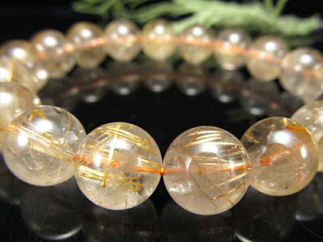 針多め 3A ゴールドルチルクォーツ ブレスレット 11.5mm-12mm×18珠