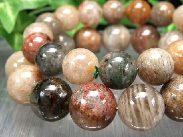 秋色グラデーション 大珠 千層ガーデンファントムクォーツ ブレスレット 17mm-17.5mm×13珠前後 幾重にも入った神秘のストライプ模様