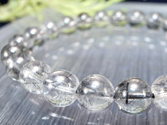 3A ブラックルチルクォーツ ブレスレット 7.5mm-8mm×24珠 透明度抜群