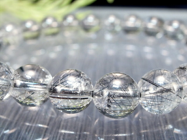 3A ブラックルチルクォーツ ブレスレット 7.5mm-8mm×24珠 透明度抜群