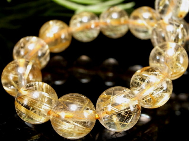 針多め 3A ゴールドルチルクォーツ ブレスレット 7.5mm-8mm×25珠 繊細針 ルチル際立つ透明感 金運の代表石 一点もの ブラジル産 パワーストーン 天然石