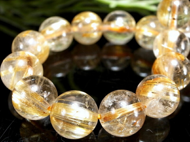 針多め 3A+ ゴールドルチルクォーツ ブレスレット 8mm-8.5mm×23珠 繊細針 ルチル際立つ透明感 金運の代表石 一点もの ブラジル産
