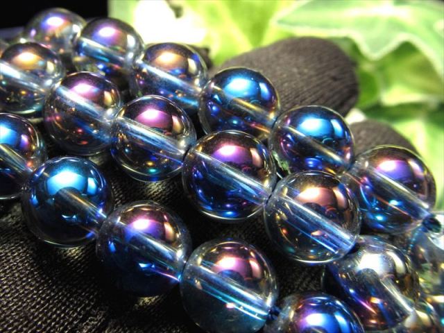 激安宣言 約10mm珠 ブルーアクアオーラ 一連 約37-39cmパワーストーン 丸玉 ビーズ オーラ加工溶錬水晶 ブラジル産 rn-s パワーストーン 天然石