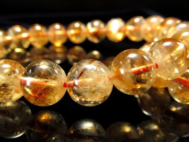 3A レインボーシトリン ブレスレット 9.5mm-10mm×20珠前後 きらきら