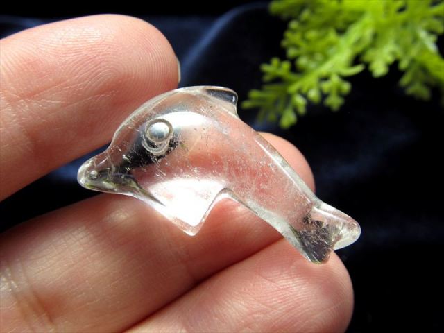 天然水晶 ドルフィン 彫刻置物 縦約3cm 横約1cm 1個売り 幸運を