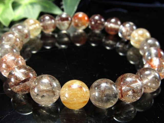 3A+ MIXルチルクォーツ ブレスレット 約9mm-9.5mm×21珠 秋を閉じ込めた針の芸術品 高透明度×針バランス良好 財運・活力を呼ぶ守護石 一点もの ブラジル産