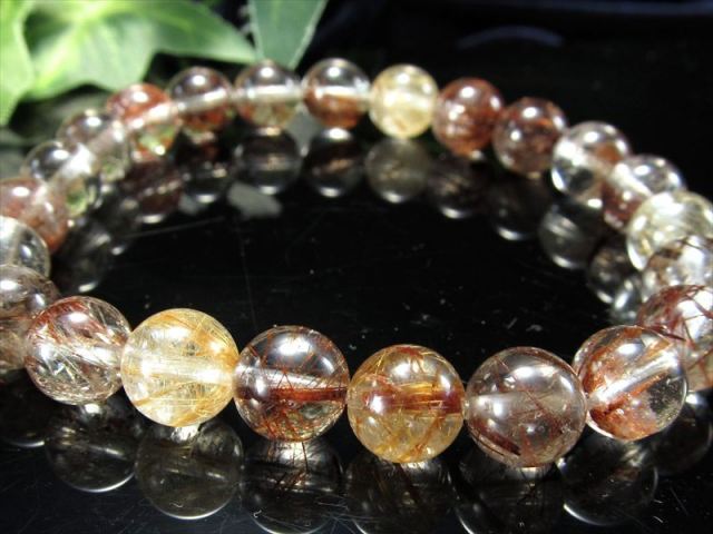 3A+ MIXルチルクォーツ ブレスレット 約8mm-8.5mm×23珠 秋を閉じ込めた針の芸術品 高透明度×針バランス良好 財運・活力を呼ぶ守護石 一点もの ブラジル産