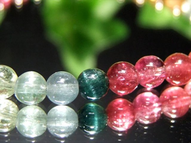 激レア・キャッツアイインディゴ珠 5A MIXカラー トルマリン ブレスレット 約5mm-5.5mm×36珠 超透明キャンディーカラー 10月の誕生石