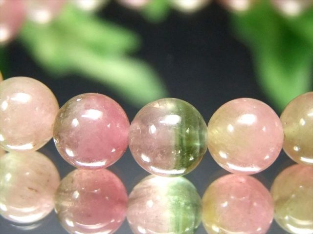 天然石　ウォーターメロントルマリン　桜餅カラー　大玉ブレスレット 明るめカラー 4A+ ウォーターメロン トルマリン ブレスレット 7mm-7.5