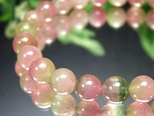 明るめカラー 4A+ ウォーターメロン トルマリン ブレスレット 7mm-7.5