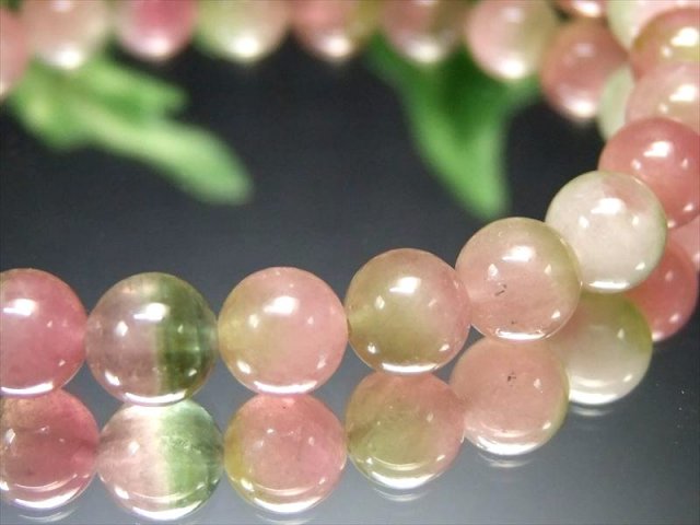 プルメリア◆ウォーターメロントルマリン ブレスレット✧14kgf 明るめカラー 4A+ ウォーターメロン トルマリン ブレスレット 7mm-7.5