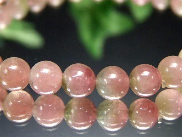 4A+ 透明 ウォーターメロン&バイカラー トルマリンブレスレット 6mm×29