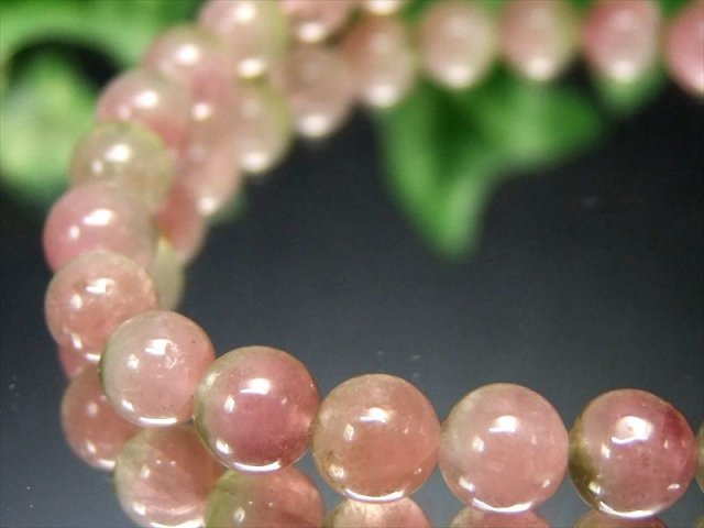 4A+ 透明 ウォーターメロン&バイカラー トルマリンブレスレット 6mm×29