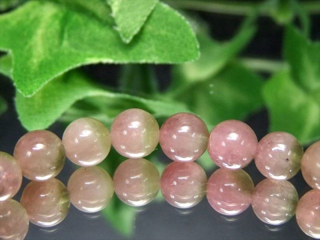 4A+ 透明 ウォーターメロン&バイカラー トルマリンブレスレット 6mm×29