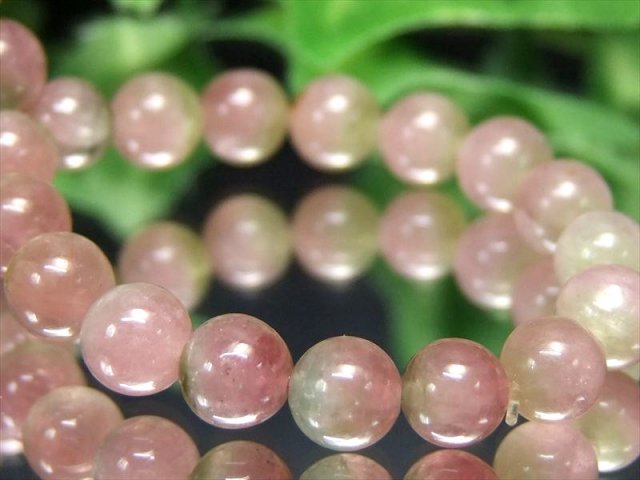 4A+ 透明 ウォーターメロン&バイカラー トルマリンブレスレット 6mm×29