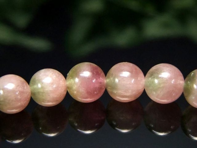 4A+ 透明 ウォーターメロン&バイカラー トルマリンブレスレット 6mm×29