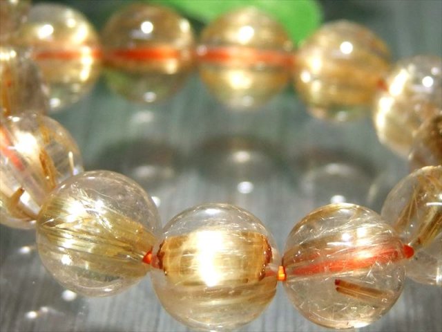 店頭展示中 タイチン針多め 4A+ ゴールドタイチンルチルクォーツ ブレスレット 10mm×20珠 金運の代表石 明るめ煌めきキラキラ針 一点もの ブラジル産