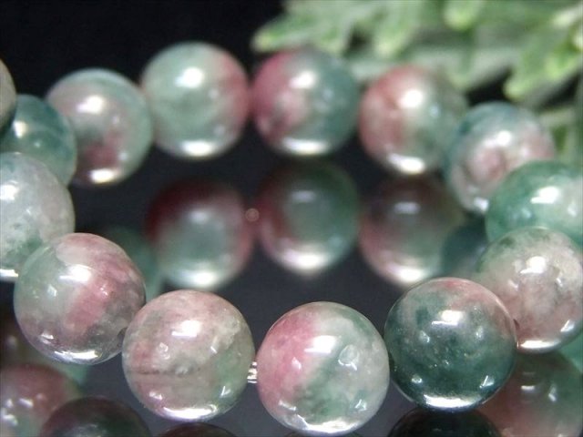 初入荷 希少カラー・ピンク&ブルー バイカラー トルマリン ブレスレット 8mm-8.5mm×23珠 希望の光へと導いてくれる守護の石 一点物 ブラジル産