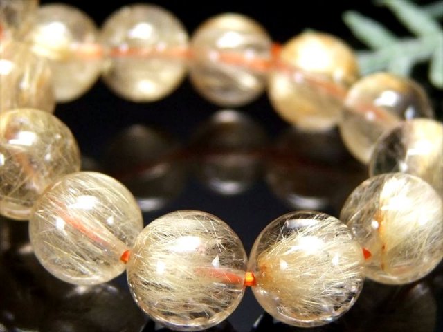 店頭展示中 タイチン針多め 4A+ ゴールドルチル ブレスレット 9mm-9.5mm×21珠 ギラギラゴールド 金運の代表石 一点もの ブラジル産 パワーストーン 天然石