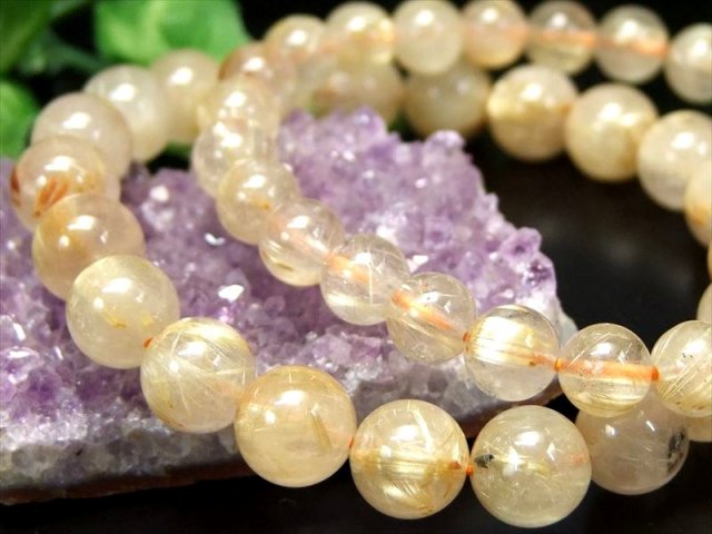繊細針 AA+ ゴールドルチルクォーツ ブレスレット 7mm-7.5mm×26珠前後 激安ながら存在感抜群 繊細ゴールド針 中には束状のタイチン針も 金運の代表石