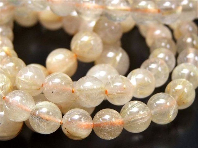 繊細針 AA+ ゴールドルチルクォーツ ブレスレット 7.5mm-8mm×25珠前後