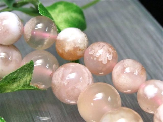 桜瑪瑙（チェリーブロッサムアゲート）ブレスレット さくらメノウ チェリーブロッサムアゲート ブレスレット 10.5mm-11mm