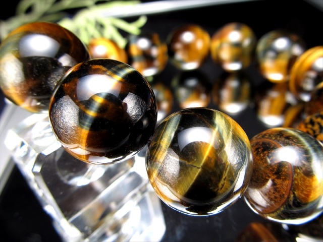 美麗5A 大珠 ツートンカラー タイガーアイ 虎目石 ブレスレット 16.5mm-17mm×14珠 幸運を招く聖なる石 南アフリカ産 パワーストーン 天然石