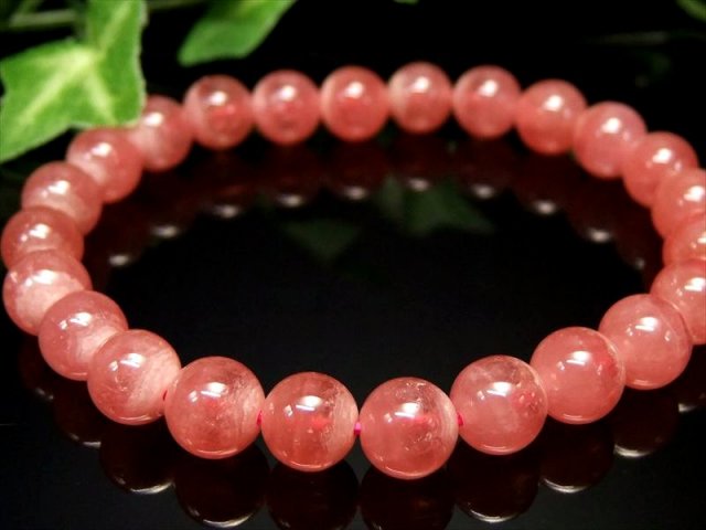 透明感有り 4A+ インカローズ ブレスレット 7.5mm-8mm×24珠 ロードクロサイト 薔薇色の人生を象徴する石 アルゼンチン産 パワーストーン 天然石