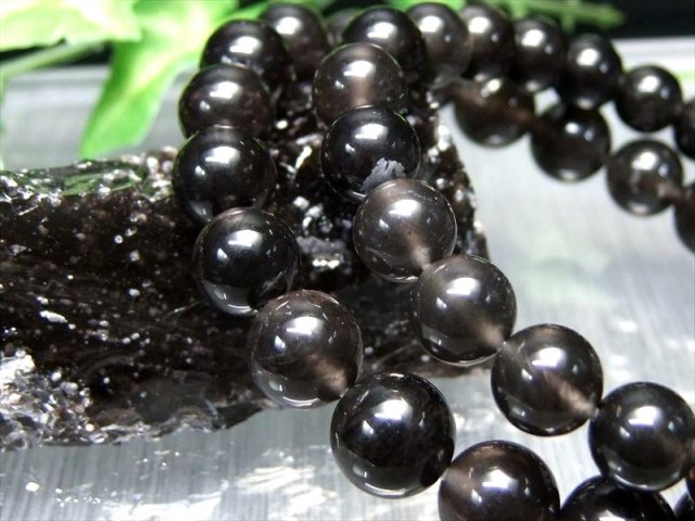 透き通る漆黒の天然石 和田峠黒曜石 オブシディアン ブレスレット 約