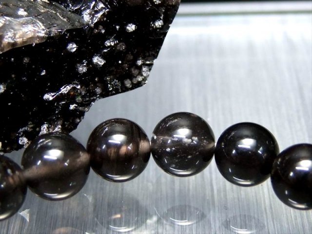 透き通る漆黒の天然石 和田峠黒曜石 オブシディアン ブレスレット 約