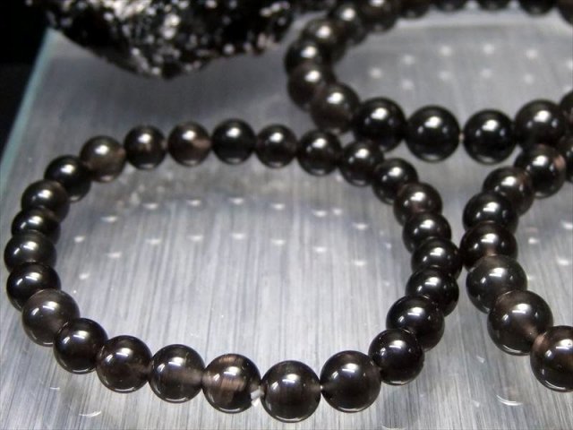 透き通る漆黒の天然石 和田峠黒曜石 オブシディアン ブレスレット 約