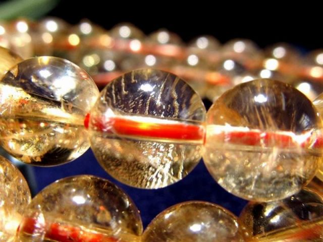 クリアなゴールデンカラー シトリン ブレスレット 9.5mm×20珠前後 煌くインクルージョン 豊かな富をもたらす『幸運の石』 ブラジル産 パワーストーン 天然石