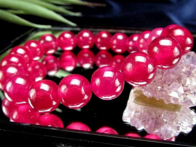 格別品質 最高級グレード 大珠 宝石質 ルビー 紅玉 ブレスレット 9.5mm