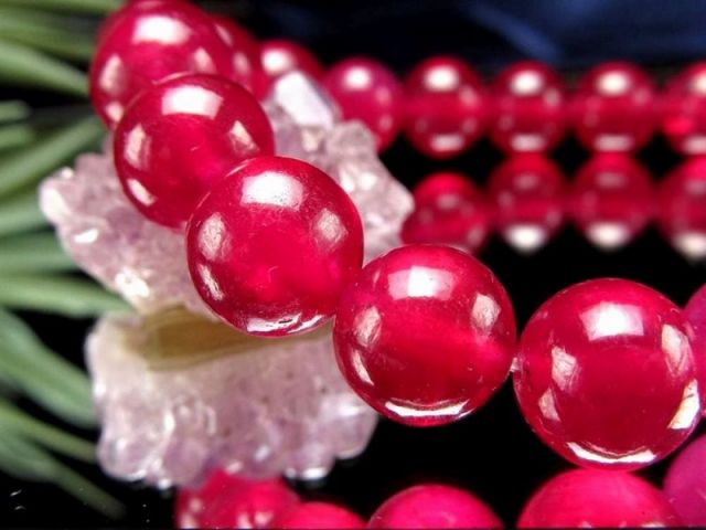 格別品質 最高級グレード 大珠 宝石質 ルビー 紅玉 ブレスレット 9.5mm