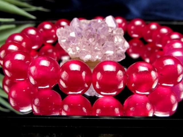 格別品質 最高級グレード 大珠 宝石質 ルビー 紅玉 ブレスレット 9.5mm